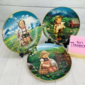 90's Danbury Mint M J Hummel GENTLE FRIENDS Animals Collection Plates Set of 3